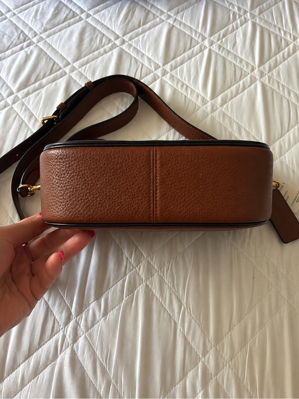 Coach Georgie Saddle Bag Leather Crossbody Purse Cognac Brown Gold Hardware - Picture 3 of 4
